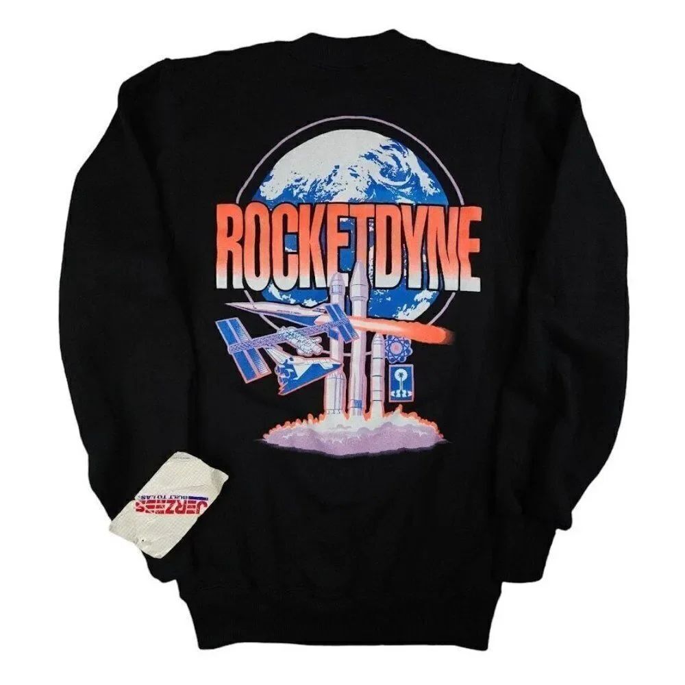 Vintage Rocketdyne Sweatshirt Mens Size XS Black 80s NASA Science Made In USA